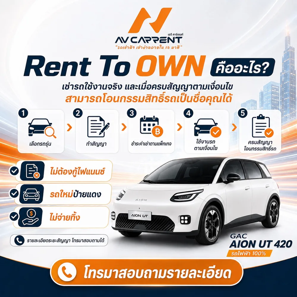 ขั้นตอน Rent To Own 5 ขั้น ตั้งแต่เลือกรุ่นรถจนโอนกรรมสิทธิ์